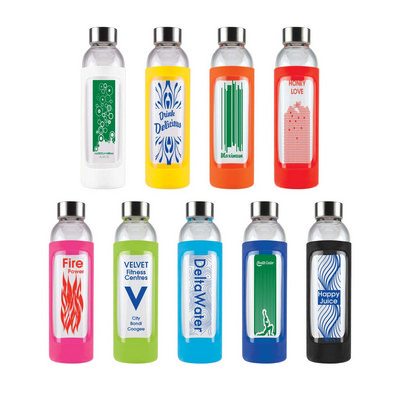 Capri Glass Bottle / Silicone Sleeve - (printed with 1 colour(s)) LL1397_LLPRINT