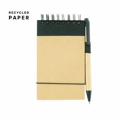 Note book - Pocket size A6 made from recycled paper and matching pen ECO FRIENDLY 